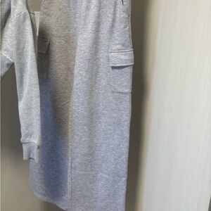 Gray Sweatshirt Dress with Cargo Pockets